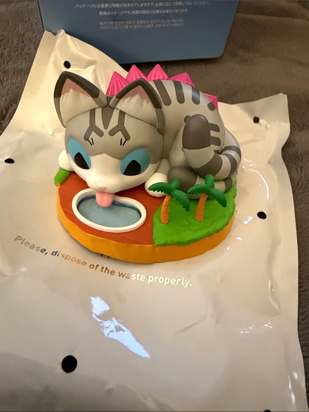 POP MART Kaiju Negora Calico Cat Figure White, Black & Orange “ Thirsty Kitten.